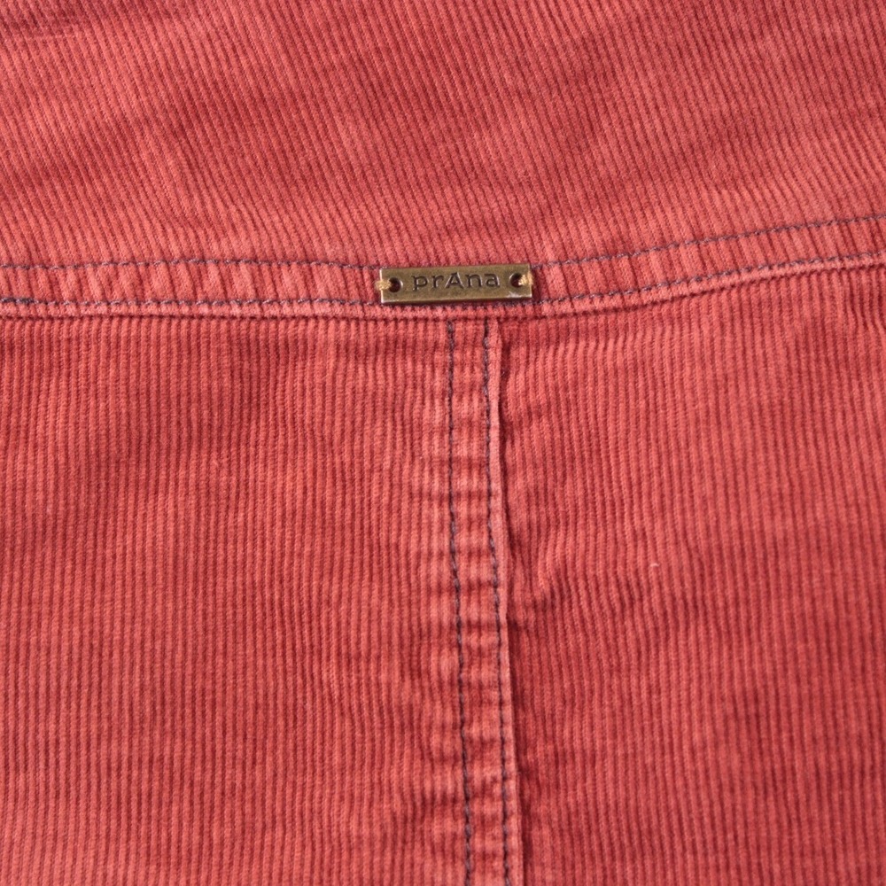 Vtg 00s prAna Corduroy Mini Skirt Burnt Orange Floral Waist Patch Pocket 6 Gorp - Picture 6 of 6